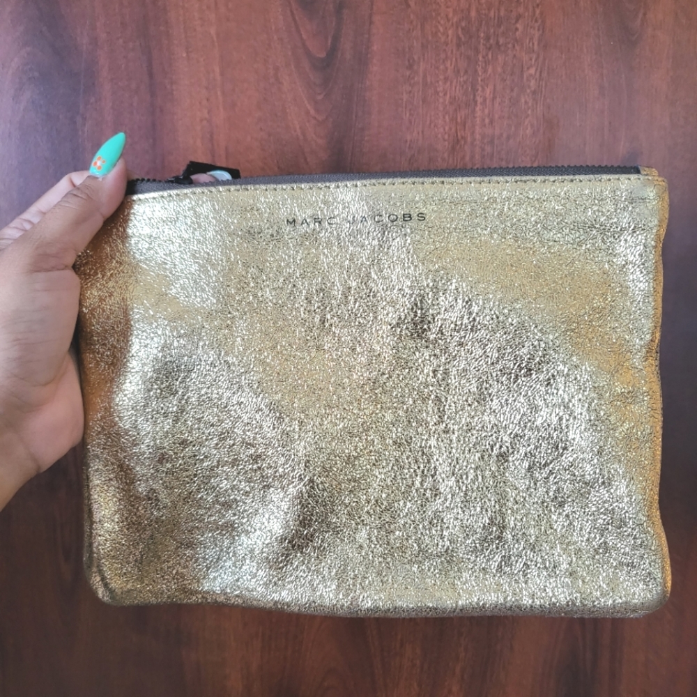 Marc Jacobs metallic gold Makeup Bag